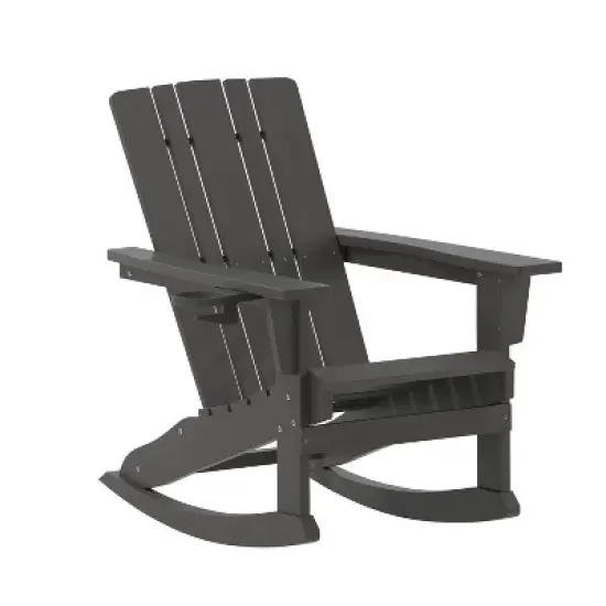 Flash Furniture Halifax HDPE Adirondack Chair with Cup Holder and Pull Out Ottoman, All-Weather HDPE Indoor/Outdoor Chair image {13}
