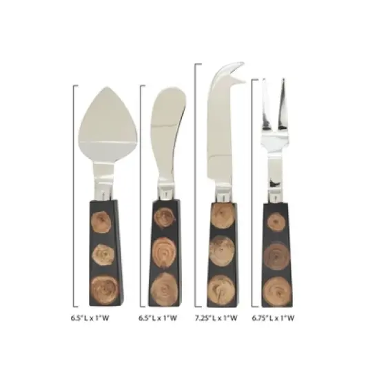 Saro Lifestyle Wood and Resin Fusion Cheese Cutlery Set, Black image {1}