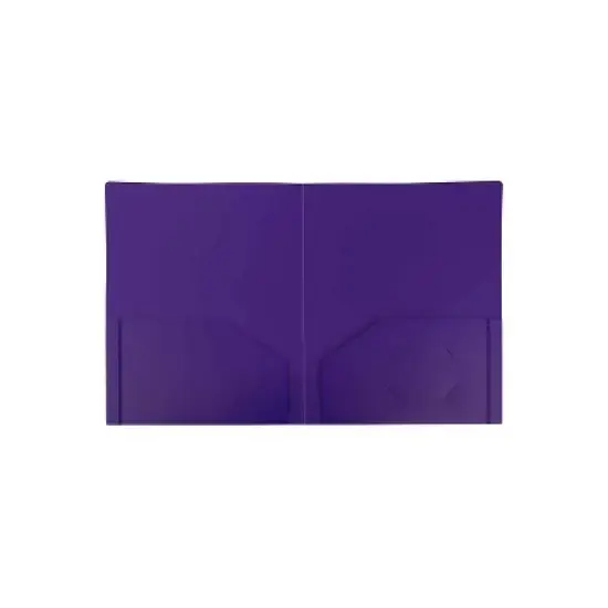 JAM Paper Heavy Duty Plastic Two-Pocket School Folders Purple 108/Pack 0946179B image {1}