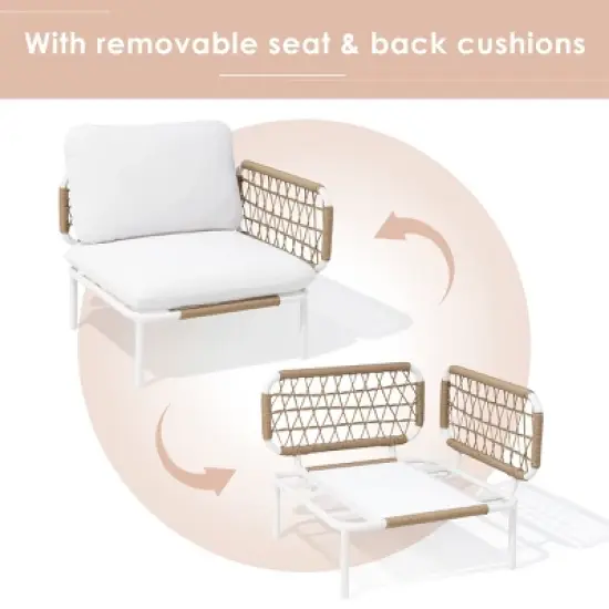 Crestlive products 2PC outdoor rattan design patio sofa for Balcony lawn  Beige image {2}