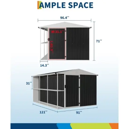 Weatherproof Garden Tool Shed,Outdoor Storage Shed with Shelf, Lockable Doors & Open Shelves for Lawn Equipment, Patio Furniture, 8&times;10 FT image {2}
