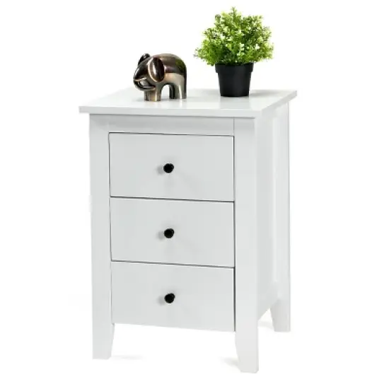 2PCS Nightstand End Beside Table Drawers Modern Storage Bedroom Furniture White image {6}