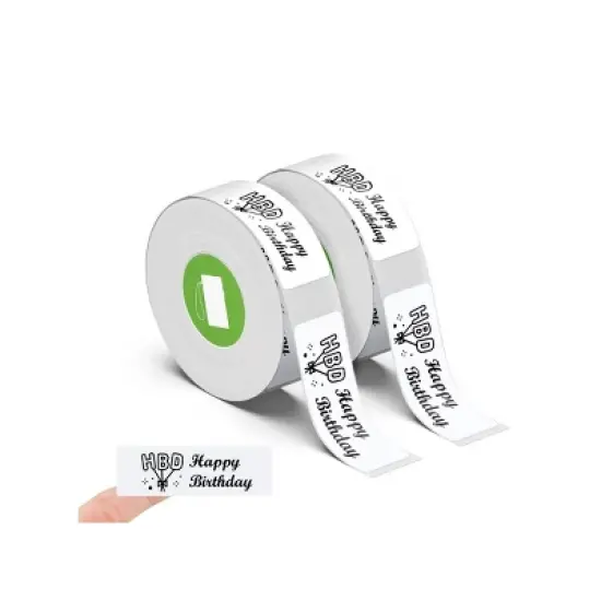 Nelko Set of 2 14x40mm White Label Paper Rolls image {4}