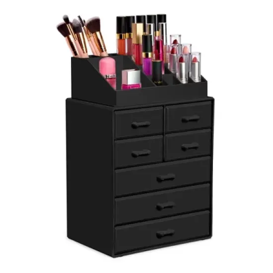 Sorbus Medium 7 Drawer Makeup Organizer Case with Lipstick Slots & Makeup Brush Holders ( image {8}