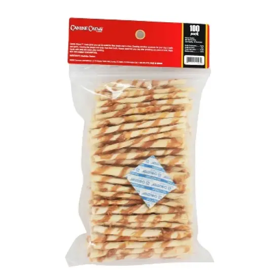 Canine Chews Chicken and Beef Twist Rawhide Dog Treats - 100ct image {1}
