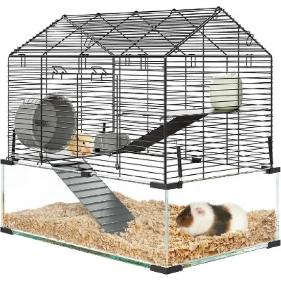 Metal Hamster Cage with Transparent Hamster Habitats, Small Animal Cage, Pet Mouse Cages with Water Bottle for Rats, Hamsters & Hedgehogs, Guinea Pigs image {7}