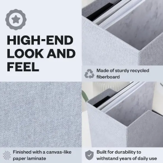 Bigso Estelle Magazine File Holder with Leather Handle &ndash; Desk Organizer for Papers and Catalogs, 12.6" x 4.5" x 9.8" image {4}