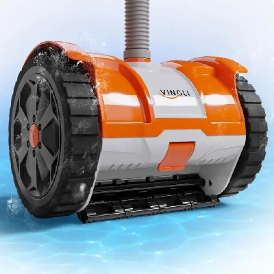 VINGLI Automatic Suction-Side Pool Vacuum Cleaner, Powerful Wall-Climbing Sweeper for Inground Pools, Includes 39.6ft Tangle-Free Hose (Blue&White) image {8}