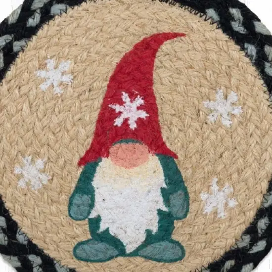 Earth Rugs Winter Gnome Jute Trivet &ndash; Hand-Stenciled Christmas Kitchen Accent image {2}
