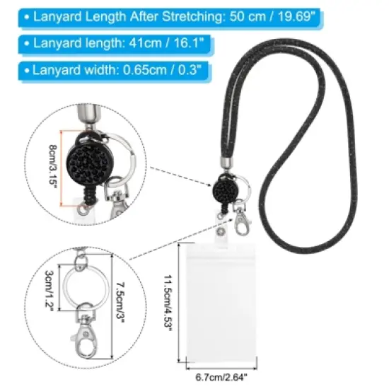 Unique Bargains Crystal ID Card Bling Keychain Lanyards with Metal Clasps image {1}