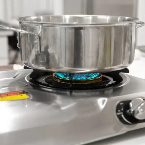 XtremepowerUS Deluxe Propane Gas Range Stove 2 Burner Cooktop Auto Ignition Camping, Stainless Steel image {2}