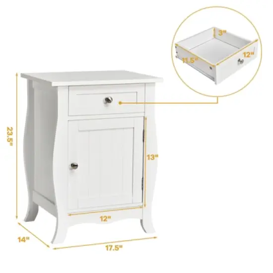 Tangkula Wooden Accent End Table with Drawer Storage Floor Cabinet for Living Room, Bedroom, Hallway image {6}