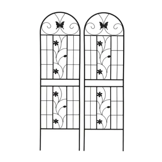 NicBex 2 Pack Metal Garden Trellis 71"X19.7" Pothos Plant Climber Support Rust Proof Grape Trellis for Garden, Black image {1}