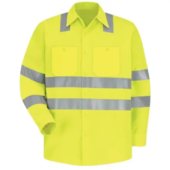 Red Kap&reg; Men's Hi-Visibility Long Sleeve Work Shirt - Type R, Class 3 image {1}