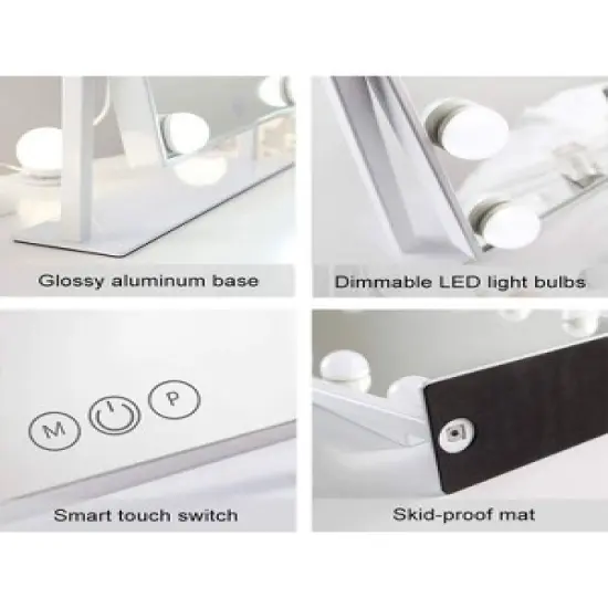 Fenchilin Large Hollywood Vanity Makeup Mirror with Smart Touch Control, 3 Color Options, Dimmable Light, 10X Magnification, and 360 Degree Rotation image {5}