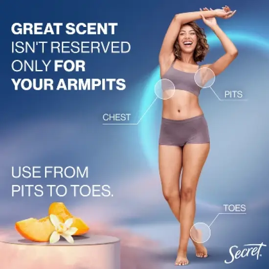 Secret Whole Body Deodorant Spray - Peach & Vanilla - Aluminum-Free 3.5oz image {5}
