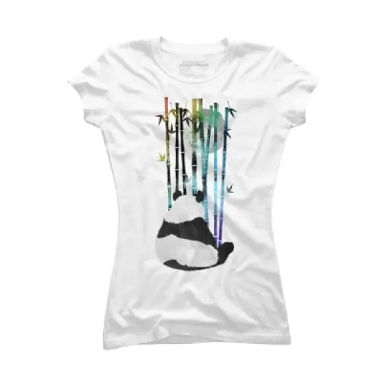 Junior's Design By Humans Panda, Bamboo & the Moon By ikaruz T-Shirt image {10}