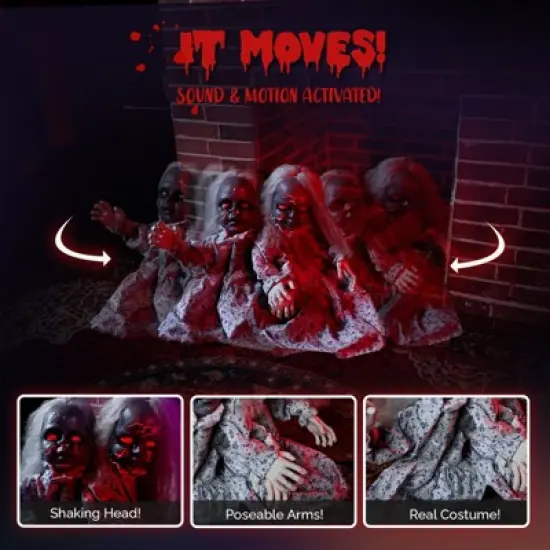 Slickblue Spooky 2.8 FT Halloween Prop with Motion Sensor, LED Eyes & Sounds for Outdoor Decorations image {7}