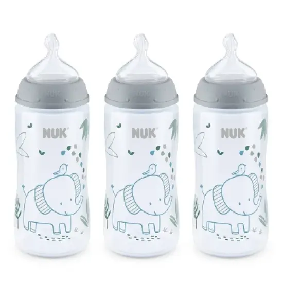 NUK 3pk Smooth Flow Bottle Safari Animals - Elephant  image {5}