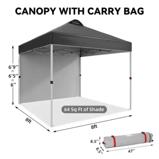10x10 Pop-up Canopy，Patio Tent，Patented One Push Tent for Outdoor Events Commercial Instant Canopies，Canopy Wind Tunnel Design，with Wheeled Bag image {6}