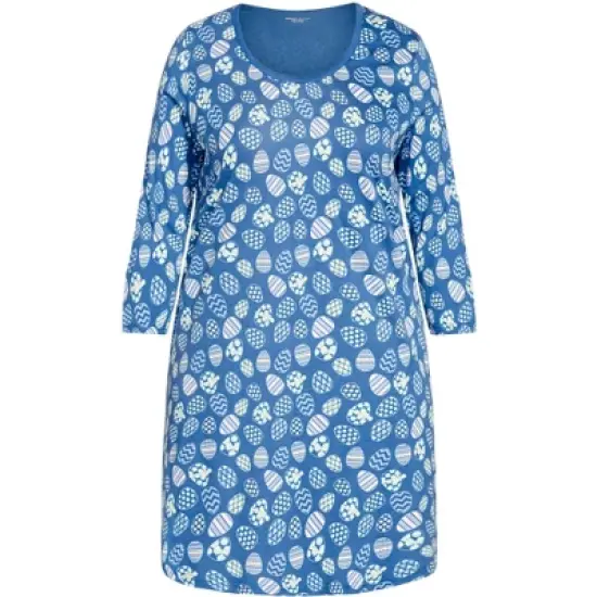 Women's Plus Size  Print 3/4 Sleeve Sleep Shirt - blue egg | AVENUE image {2}