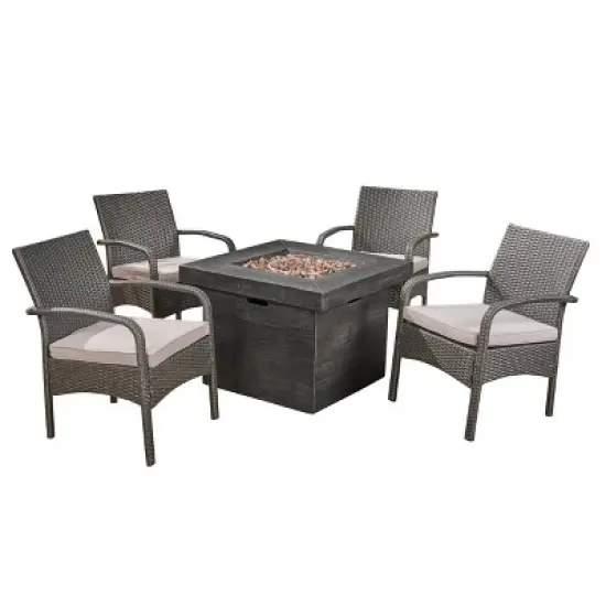 Christopher Knight Home Cordoba 5pc Iron Outdoor Patio Fire Pit Furniture Set  image {15}