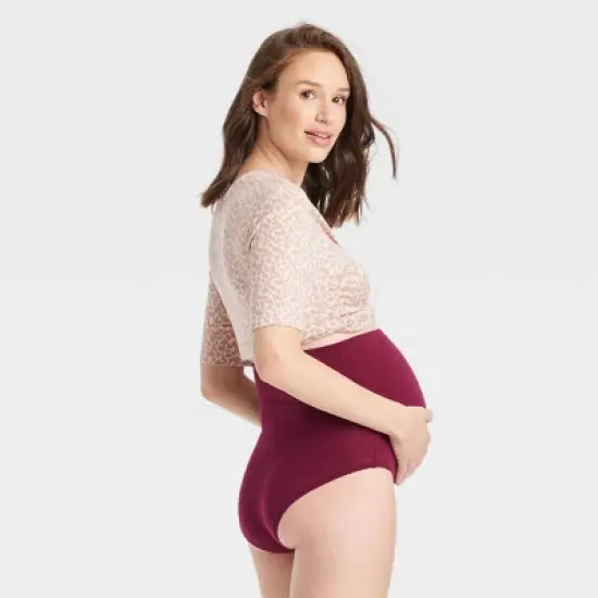 Maternity 3pk Over the Belly Hipster Underwear - Auden&trade; Pink/Maroon/Black image {2}
