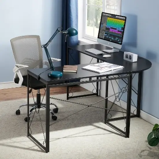 VECELO L-shaped Corner Computer Desk Home Office Writing Workstation, 59 inch Gaming Table image {10}
