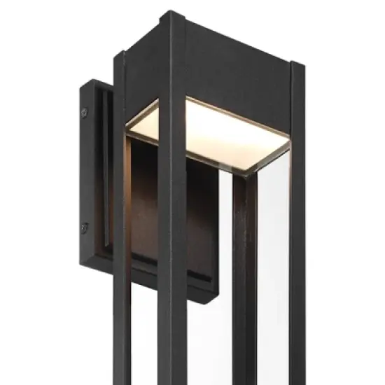 John Timberland Austin 16" High Modern Outdoor Wall Light Fixture Mount Porch House LED Bulb Weatherproof Sand Black finish Aluminum Glass Shade image {8}