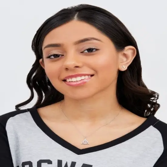 Harry Potter Womens Sterling Silver Deathly Hallows Pendant Necklace, 18" image {2}