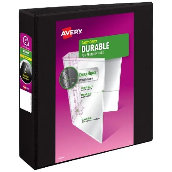 Avery Durable View 3 Ring Binder, 3" Slant Rings, 1 Black Binder (17041) image {7}
