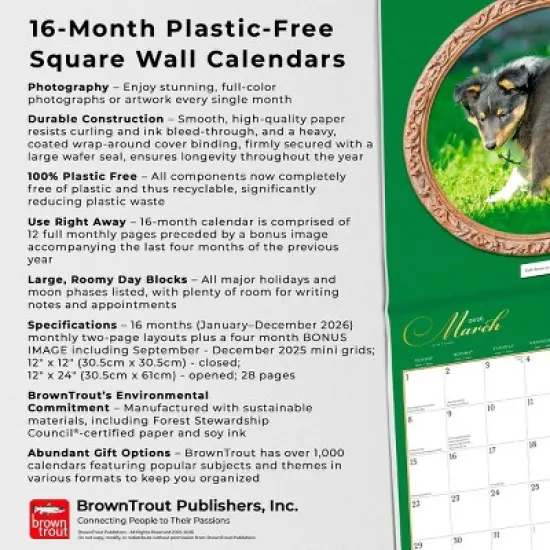 BrownTrout 2026 Doggie Doo-Doo 12"x24" Hanging Square Wall Calendar Plastic-Free image {5}