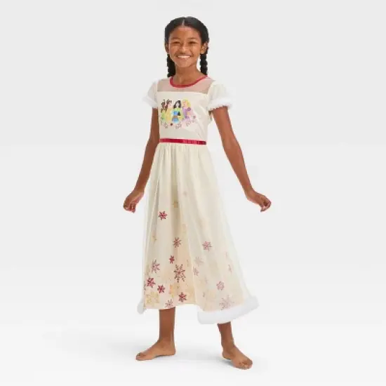 Girls' Disney Princess Christmas Dress-up NightGown - White image {2}