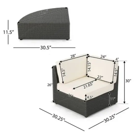 Outdoor Wicker Sectional Sofa Set with Cushions, 8-Piece Modular Patio Lounge Set with Coffee Table-Maison Boucle image {4}