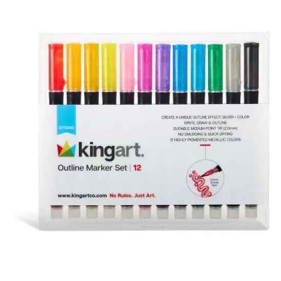 KINGART Outline Markers 12 Metallic Colors image {9}