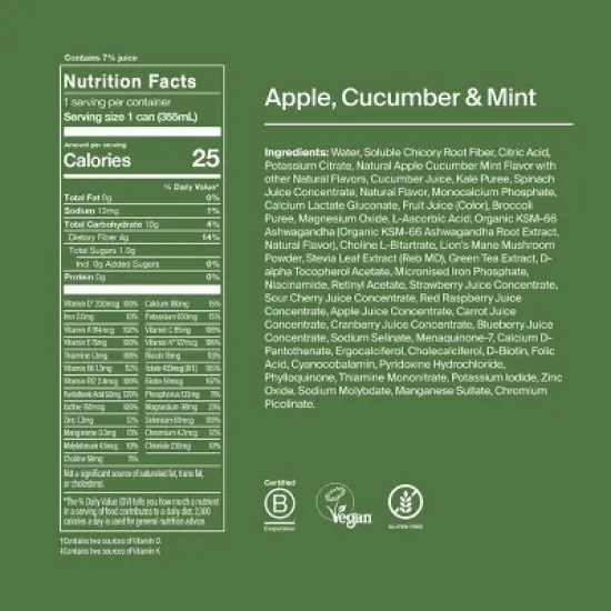Huel RTD Daily Greens Apple Cucumber Mint Drink - 12 fl oz image {3}