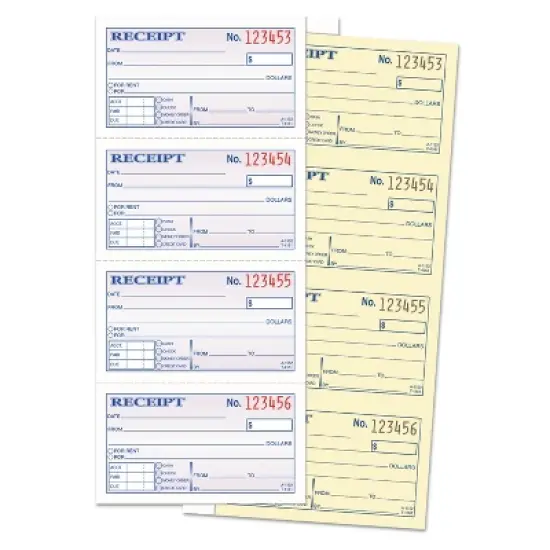 TOPS Money/Rent Receipt Spiral Book 2-3/4 x 4 3/4 2-Part Carbonless 200 Sets/Book 4161 image {1}