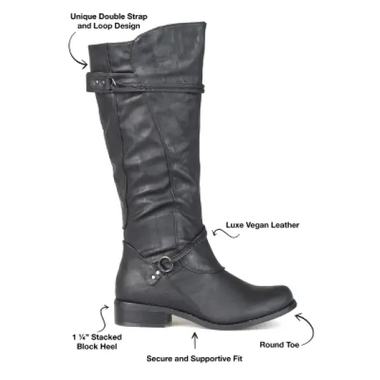 Journee Collection Womens Harley Stacked Heel Riding Boots image {7}
