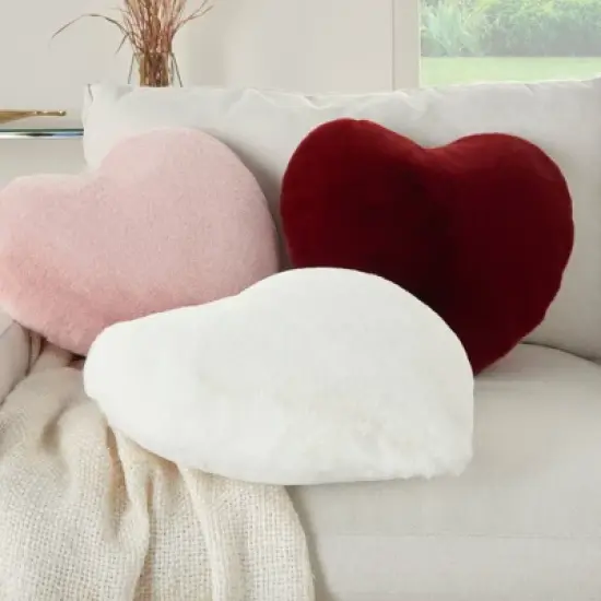 Rabbit Faux Fur Heart Throw Pillow Blush - Mina Victory image {1}