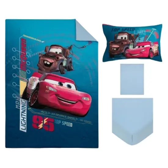 Disney Cars Piston Cup Circuit Blue, Red, and Yellow, Lightning McQueen and Mater 4 Piece Toddler Bed Set image {7}