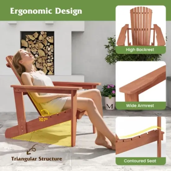Tangkula Solid Wood Garden Chair w/ High Backrest Wide Armrests & Contoured Seat image {4}