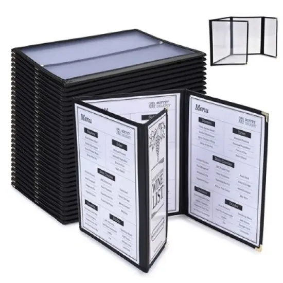 WeChef 30 Pcs Restaurant Menu Covers Trifold for 8.5x11" 3 Page 6 View & 4.25x11" Half Page for Wine List Drink cafe Bar image {9}
