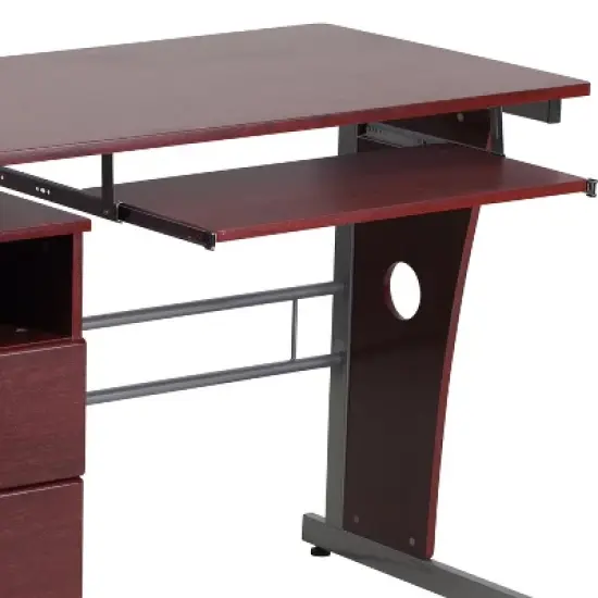 Flash Furniture Computer Desk with Three Drawer Single Pedestal and Pull-Out Keyboard Tray image {6}