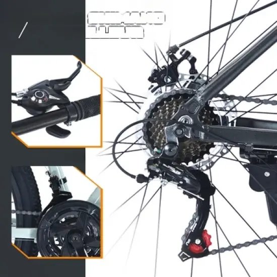 DSVIMOY Bicycles, 27.5 Inch Mountain Bike for Women and Men, 21 Speed Mountain Bike, Gray, 68.8"*26.37"*39.37" image {3}