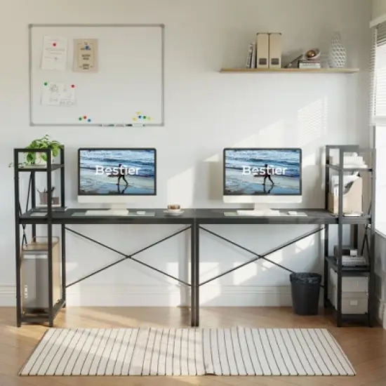 Bestier 47inch Computer Desks with Reversible Bookshelf, Standing Writing Desk for Home Office/Studying/Gaming image {5}