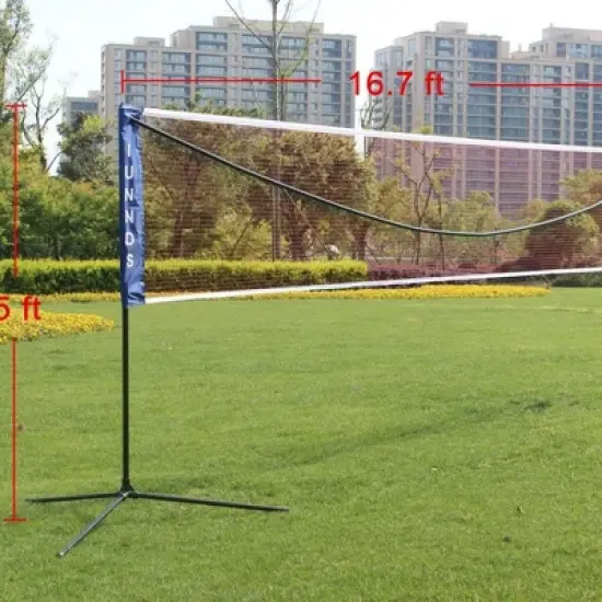 NAYSAYE Sport Net and Rebounder Portable Volleyball Badminton Tennis Net Adjustable Height for Indoor Outdoor Play, Black, 200"*7.09"*60" image {1}