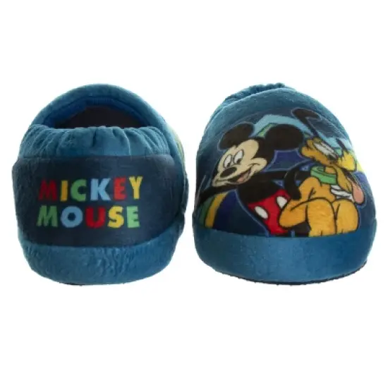 Disney Mickey Mouse Slippers - Kids Cozy Plush Fuzzy Lightweight Warm Comfort Soft House Shoes - Navy Blue Red (size 5-12 Toddler - Little Kid) image {3}