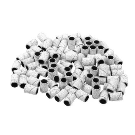 Unique Bargains Nail Drill Bits 80 Grit Sanding Bands Set 100 Pcs White image {4}