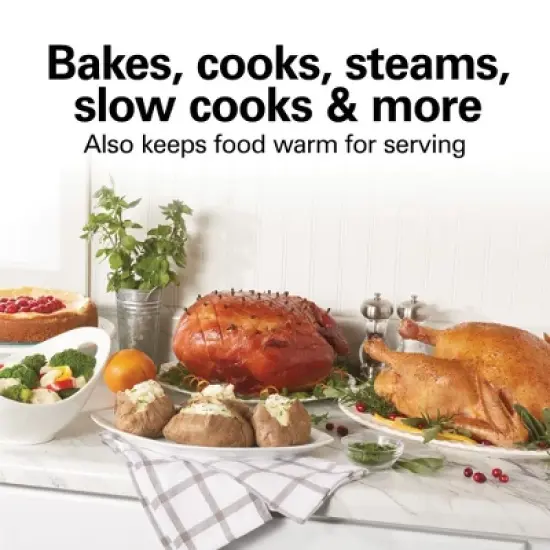 Hamilton Beach 20Qt Roaster Oven 32210: Metal, 3 Settings, 1450W, Bakes & Roasts, Hand Wash, Black, Slow Cooker Function image {2}