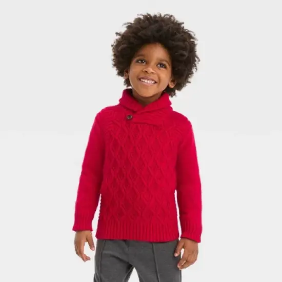 Toddler Boys' Shawl Collar Sweater - Cat & Jack&trade; Red image {3}